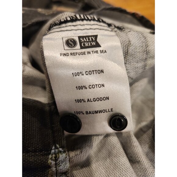 Shirt Salty Crew Button Up Short Sleeve Black Fish Mens Small fisherman ocean - Picture 7 of 7